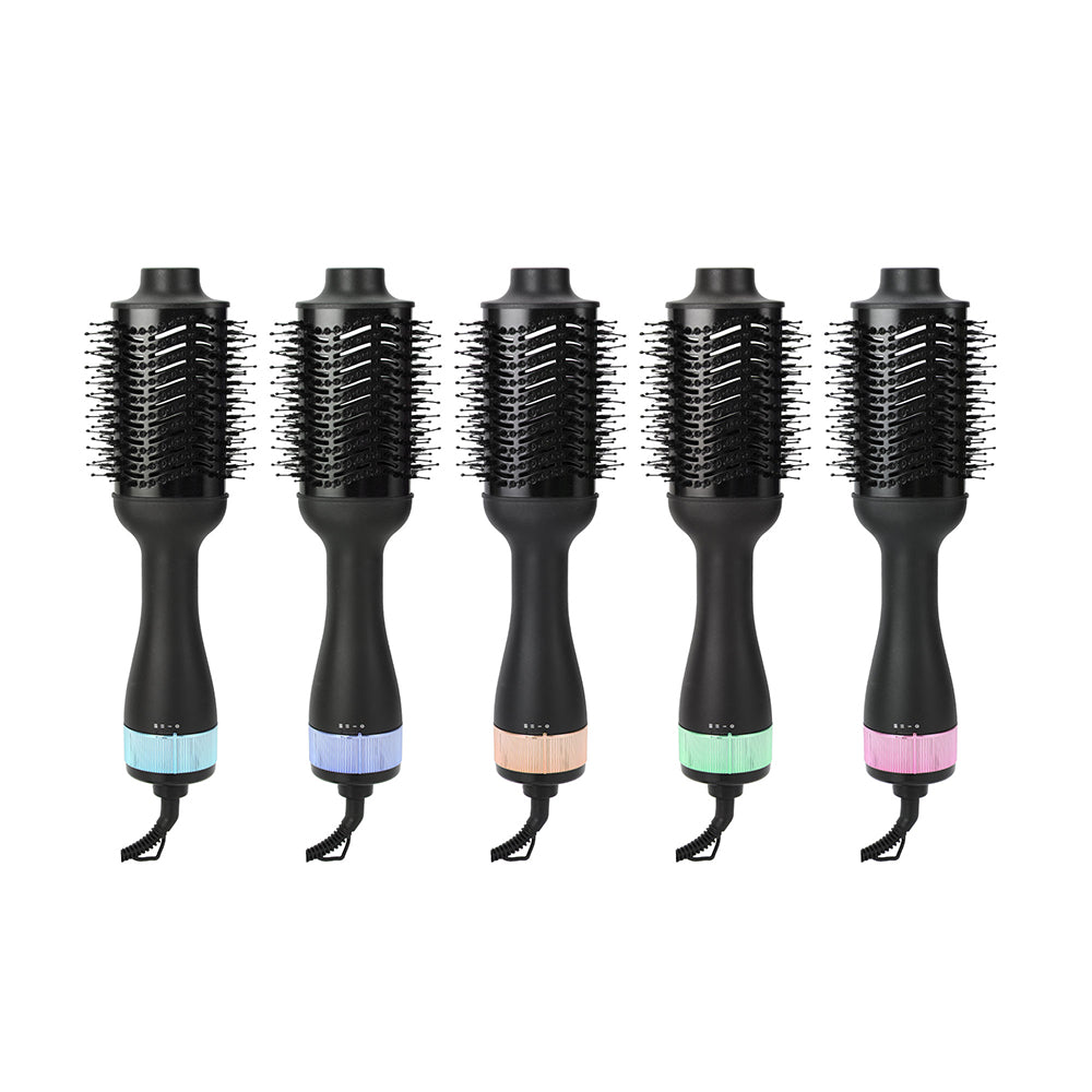One Step 1200W Ionic Hair Dryer Brush Hot Air Stylizer with All Black Small Brush Comb for Hotel & Compact Styling OEM Supply