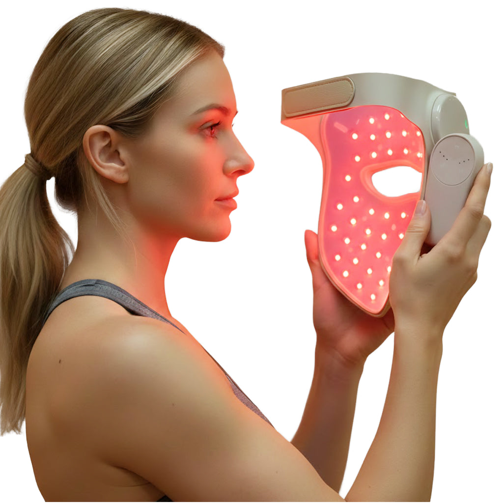 4D Laser Beauty Skin Care 460nm 590nm 850nm 630nm Therapy Silicone Handheld LED Red Light Face Mask with US Plug