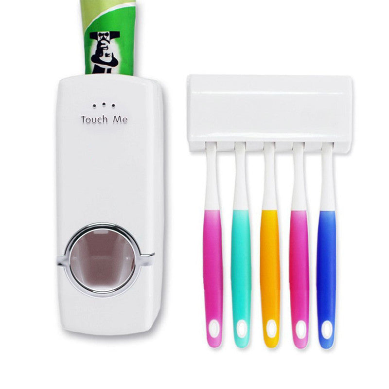 Factory Wholesale Family Wall Mount Automatic Toothpaste Dispenser With Five Toothbrush Holder