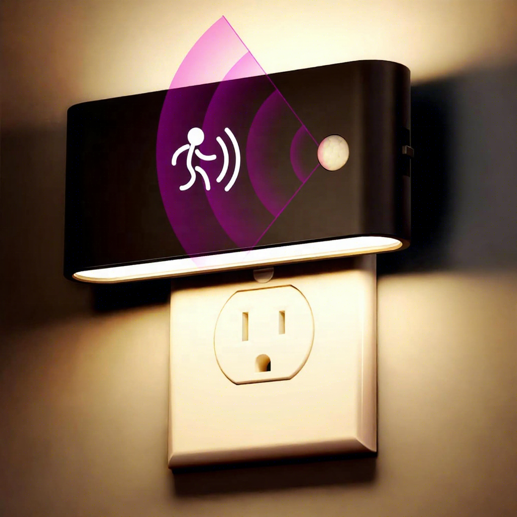 LOHAS Black 3000K PIR Motion Sensor Dimmable Night Light Plug in Wall Motion Sensor Night Light for Stairs Hallway