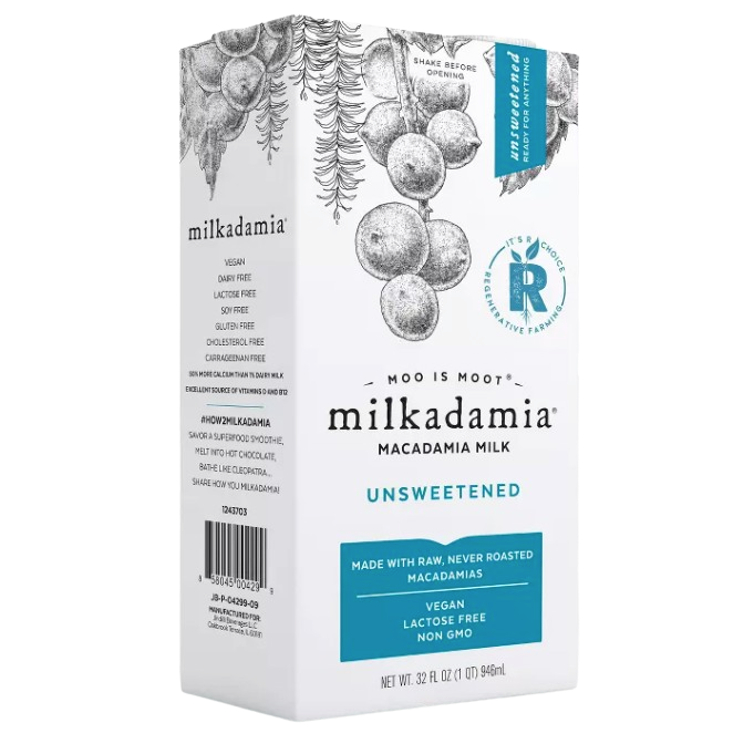 Milkadamia 32 oz. Unsweetened Macadamia Nut Milk - Pack of 6