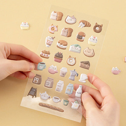 Tsuki ‘Neko Cafe’ 3D Puffy Sticker Set ☾