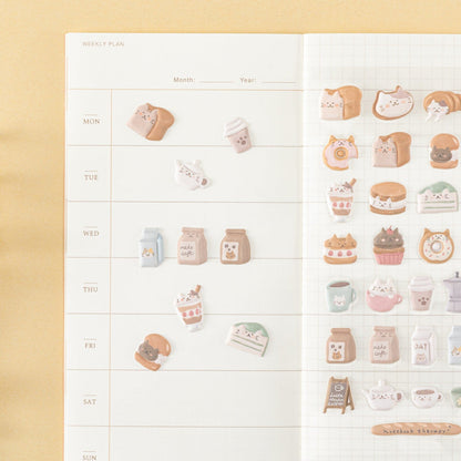 Tsuki ‘Neko Cafe’ 3D Puffy Sticker Set ☾