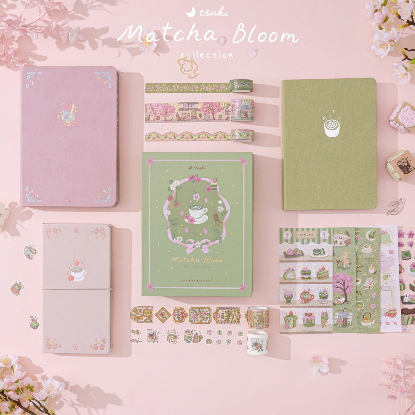 Tsuki ‘Matcha Bloom’ Travel Notebook Gift Set ☾