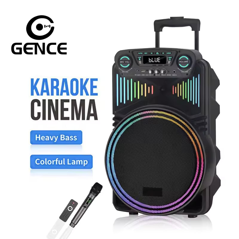 Trolley Party Bluetooth Speaker with Wheels, 10W Powerful Sound & RGB Lights, IPX4 Waterproof Karaoke Speaker for Outdoor Events