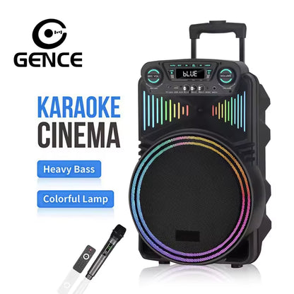 Trolley Party Bluetooth Speaker with Wheels, 10W Powerful Sound & RGB Lights, IPX4 Waterproof Karaoke Speaker for Outdoor Events