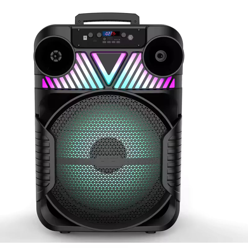 Trolley Party Bluetooth Speaker with Wheels, 10W Powerful Sound & RGB Lights, IPX4 Waterproof Karaoke Speaker for Outdoor Events