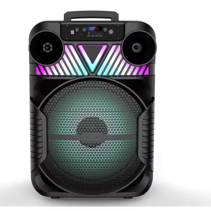 Trolley Party Bluetooth Speaker with Wheels, 10W Powerful Sound & RGB Lights, IPX4 Waterproof Karaoke Speaker for Outdoor Events