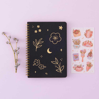 Tsuki Black Paper Ringbound Bullet Journal ☾
