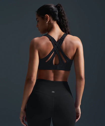 Women Medium to High Impact Sports Bra, Cross-Back Strappy Workout Crop Top with Pads, No Bounce Support for Running, Yoga, Gym