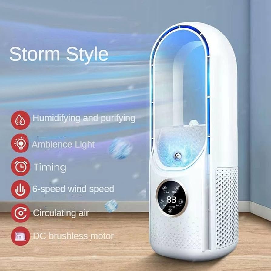 Portable Table Air Conditioner Humidifier Fan Rechargeable Misting Spray Office Fan Smart Lamp Oscillating Bladeless Fan