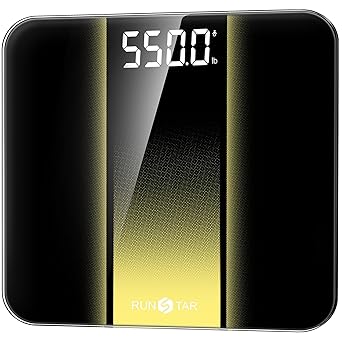 RunStar Scale for Body Weight 550lb, 14-Inch Digital Bathroom Scale with Baby & Pet Mode, Extra-Large Bright LED Display, 8mm Tempered Glass for Accurate and Durable