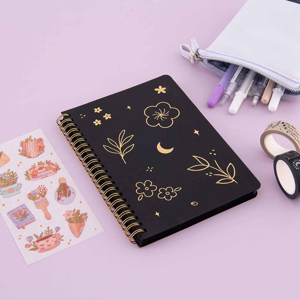 Tsuki Black Paper Ringbound Bullet Journal ☾