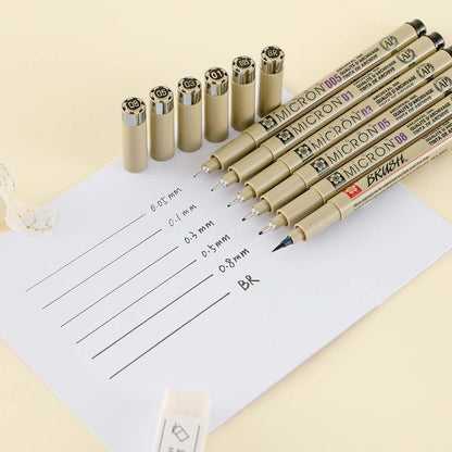 6 Set Sakura Pigma Micron Pens