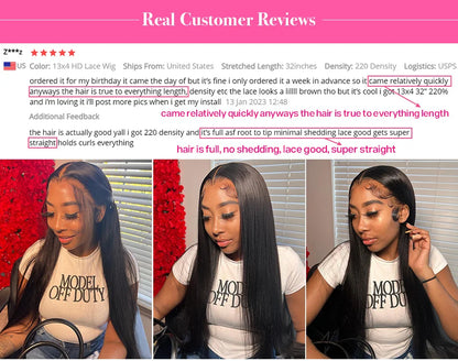 Cynosure 13X4/13X6 HD Transparent Lace Front Human Hair Wigs for Women Pre Plucked Remy Brazilian Straight Lace Frontal Wig