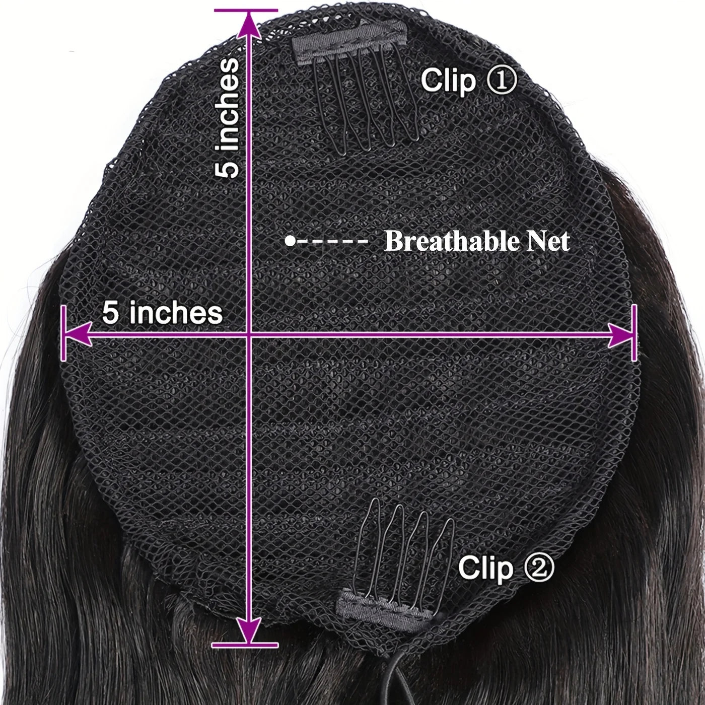 Straight Ponytail Human Hair Extensions With Clip In Drawstring Ponytail Straight Brazilian Ponytail For Women Natural Black #1B