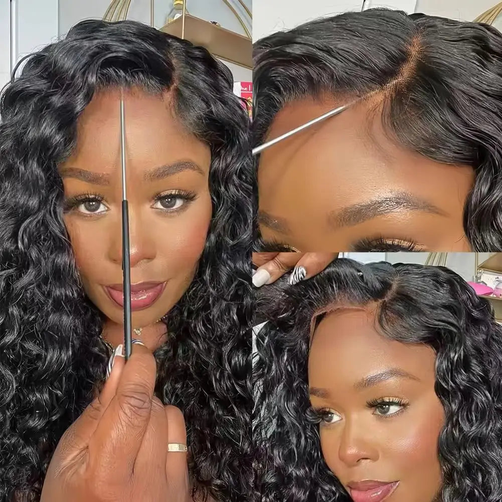 Glueless Wig Deep Wave Human Hair Wigs Ready To Wear Pre-Cut Lace Wear And Go Glueless Wigs Lace Front Human Hair Wig For Women