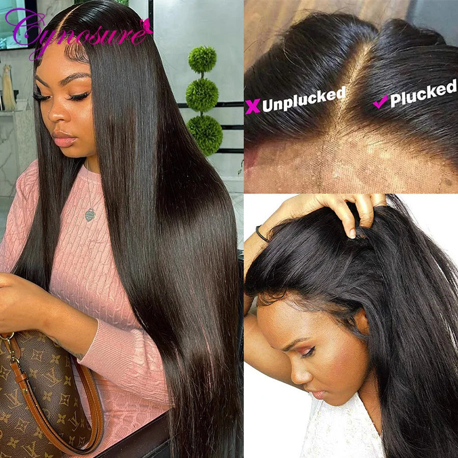 Cynosure 13X4/13X6 HD Transparent Lace Front Human Hair Wigs for Women Pre Plucked Remy Brazilian Straight Lace Frontal Wig