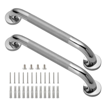 Rockgoya Shower Grab Bar 2 Pack 16 Inch Bathroom Grab Bar 304 Stainless Steel 1.25" Diameter Anti-Slip Handicap Grab Bar Support Shower Rail Senior Handrail Shower Safety Bar Handle