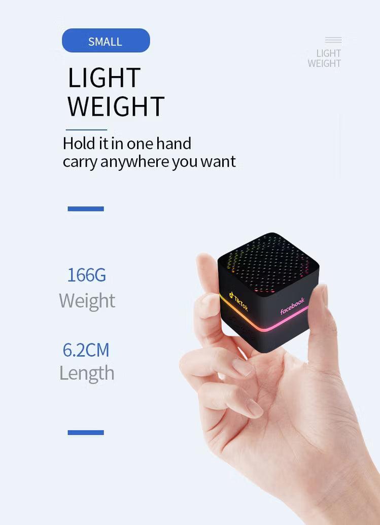 Custom Logo RGB LED for Light Mini Portable Wireless Cube Speaker for Computer Mobile Phone Promotional Corporate Gifts
