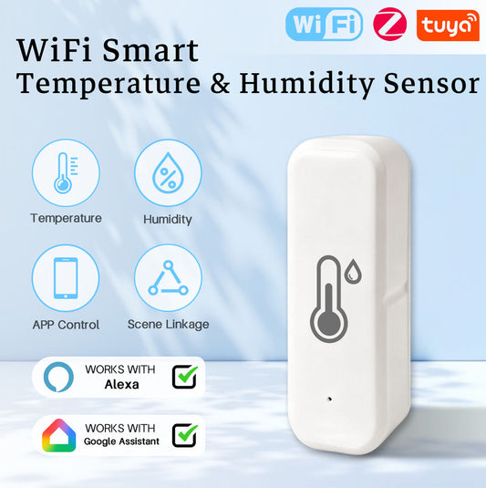 WiFi Tuya Temperature and Humidity Sensor IP67 Rated LCD Display Works with Google Home and Alexa Smart Home