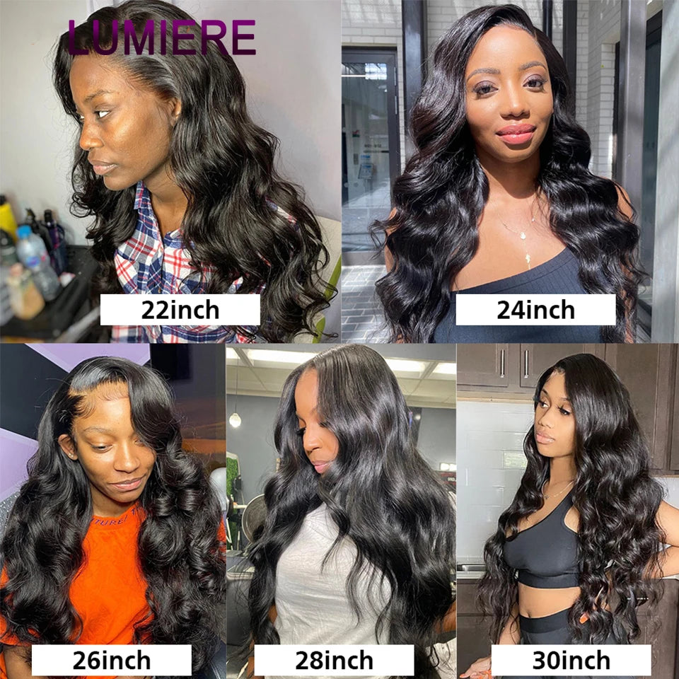 28 32" Body Wave Human Hair Bundle with Closure Frontal HD Transparent Lace Closure And Bundle 100% Virgin Human Hair Extension