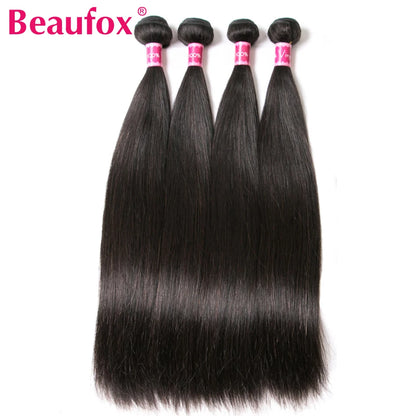 Beaufox Peruvian Hair Bundles Straight Human Hair Weave Bundles Remy Hair Extension Natural Black 1/3/4 Pcs 8-30 Inches