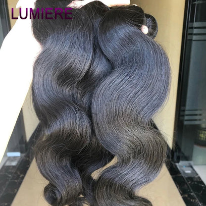 28 32" Body Wave Human Hair Bundle with Closure Frontal HD Transparent Lace Closure And Bundle 100% Virgin Human Hair Extension