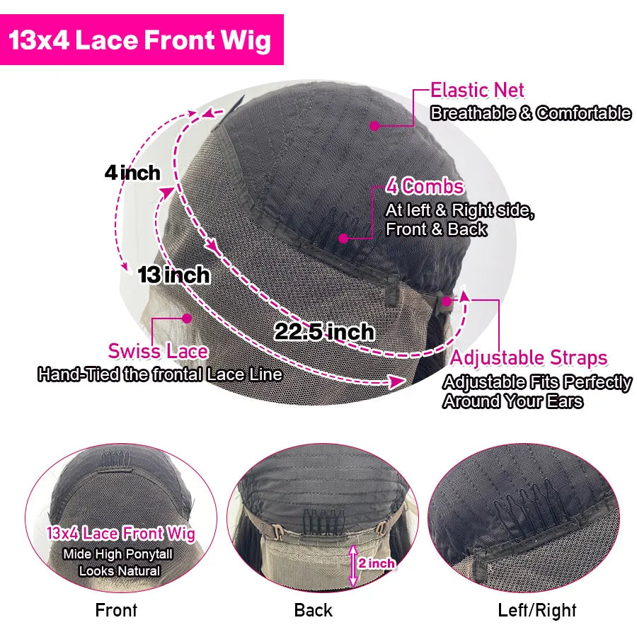 Cynosure 13X4/13X6 HD Transparent Lace Front Human Hair Wigs for Women Pre Plucked Remy Brazilian Straight Lace Frontal Wig