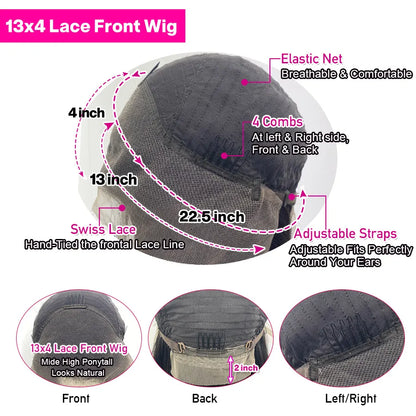 Cynosure 13X4/13X6 HD Transparent Lace Front Human Hair Wigs for Women Pre Plucked Remy Brazilian Straight Lace Frontal Wig