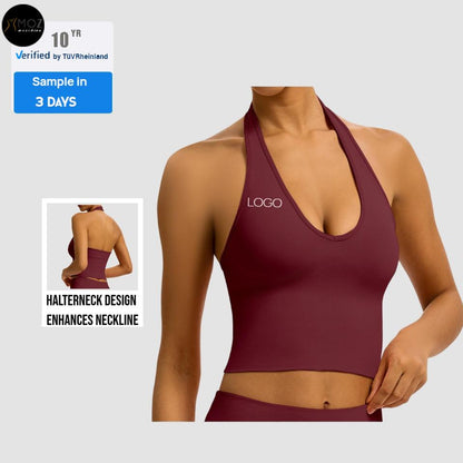 High Impact Running Sports Bra, Breathable Halter Neck & Beautiful Back, Seamless Yoga Fitness Crop Top