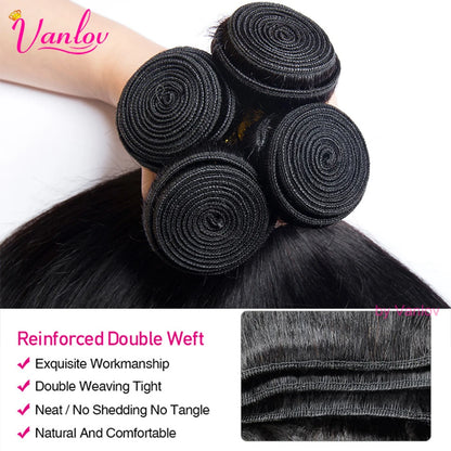 Vanlov Straight Hair Brazilian Straight Human Hair Weave Bundles Natural Black 1/3/4 pcs/lot 100% Human Hair Bundles Remy Hair