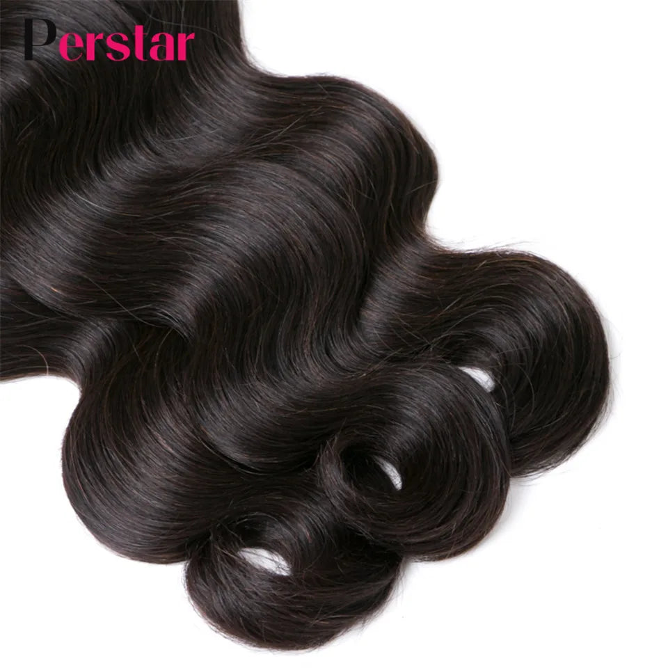 Perstar Body Wave Bundles Human Hair Weave Bundles Brazilian Weave Extensions 1/3/4 PCS Remy Hair Body Wave Extensions 8-28 Inch