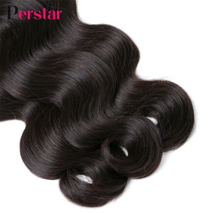 Perstar Body Wave Bundles Human Hair Weave Bundles Brazilian Weave Extensions 1/3/4 PCS Remy Hair Body Wave Extensions 8-28 Inch