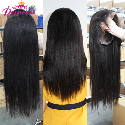 Princess 13x4/13x6 HD Transparent Lace Front Human Hair Wigs PrePlucked 4x4 Closure Wig Brazilian Straight Lace Frontal Wig