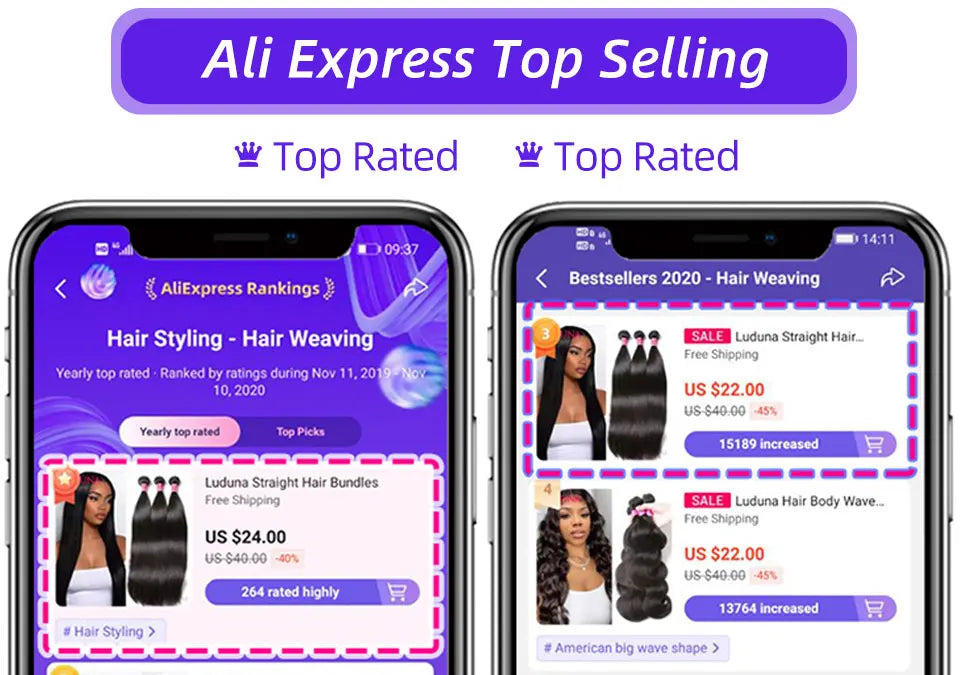 Luduna Straight Bundles Human Hair Brazilian Human Hair Bundles Remy Extensions 1/3/4 Bundle Deal Weave Double Weft Hair Weaving