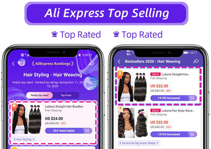 Luduna Straight Bundles Human Hair Brazilian Human Hair Bundles Remy Extensions 1/3/4 Bundle Deal Weave Double Weft Hair Weaving
