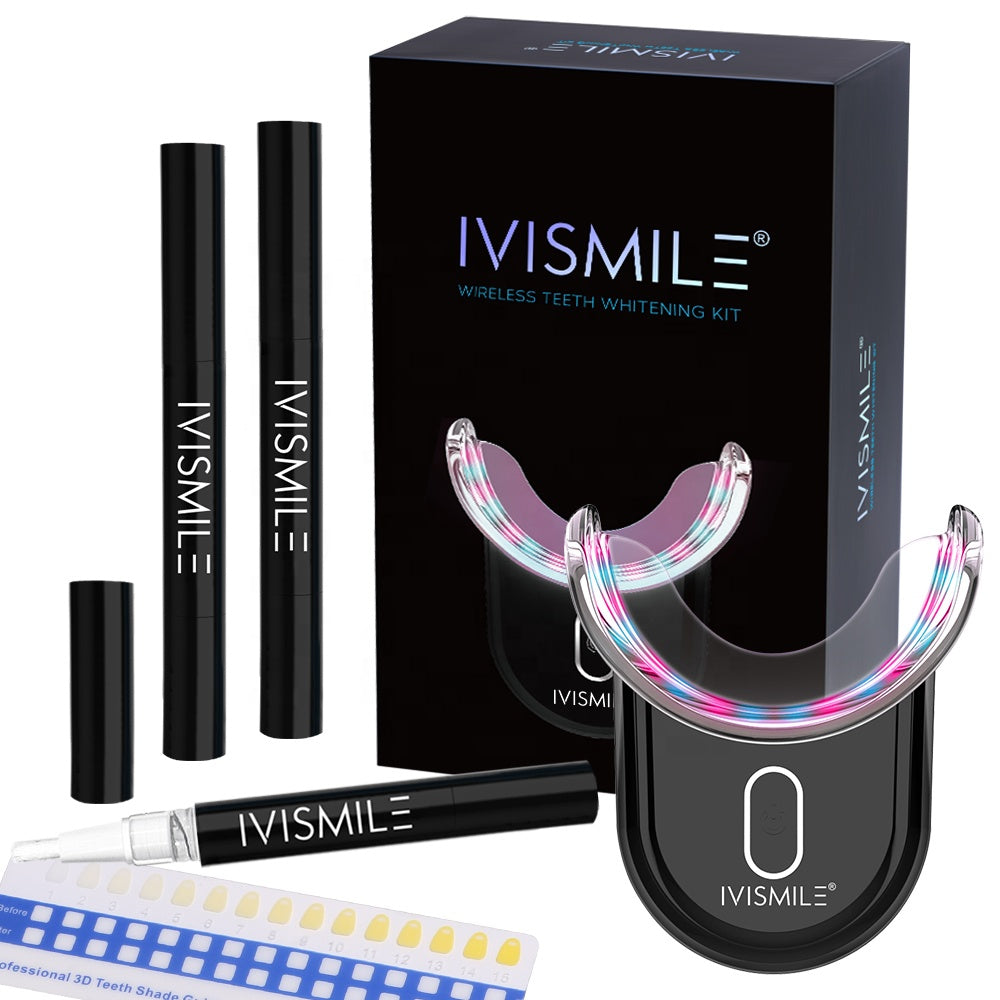 IVISMILE OEM/ODM Custom Gel Ingredient Dental Care Wireless Blue,red Light Home/travel Use Teeth Whitening Led Light Kit