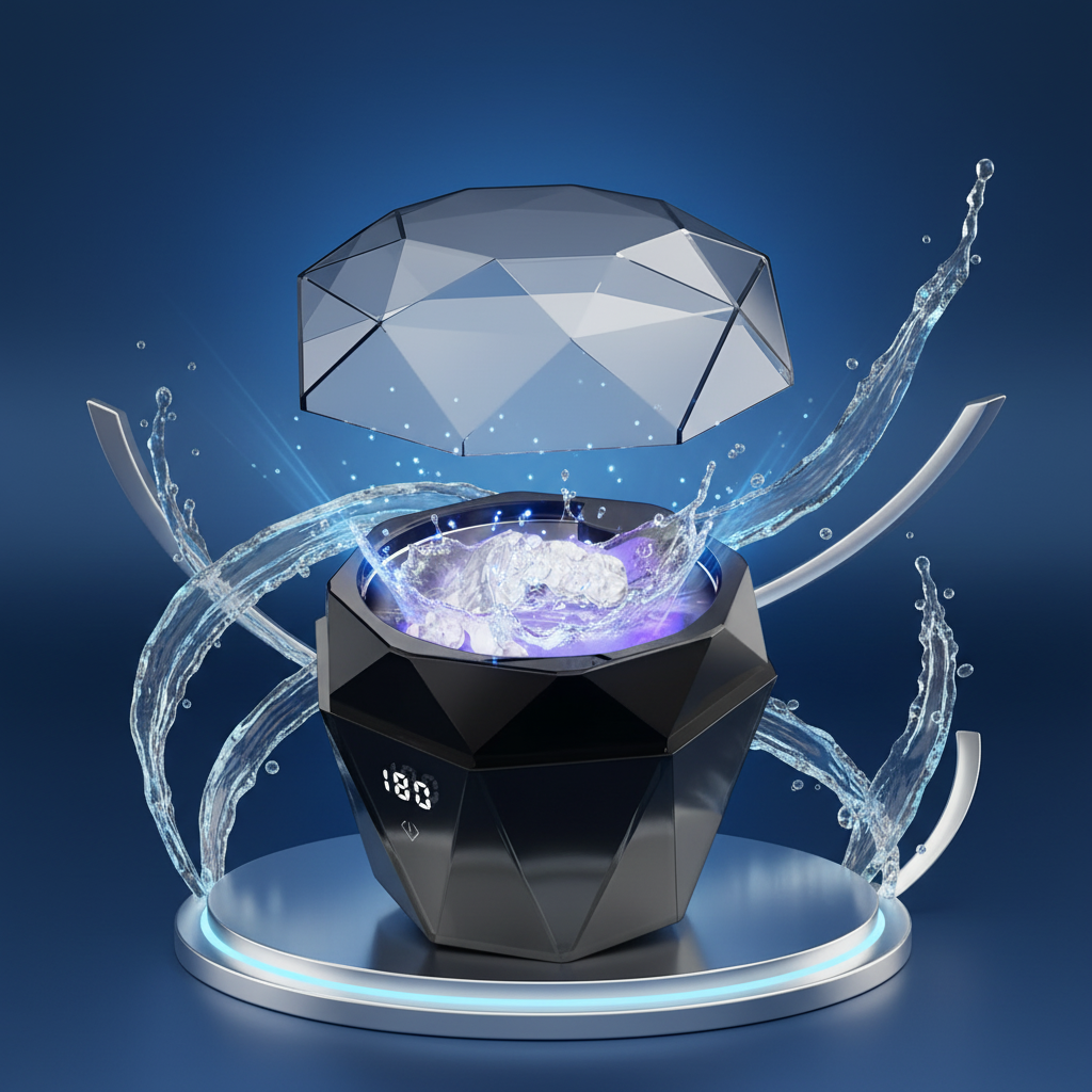 Ultrasonic Denture Jewelry Retainer Cleaner Cleaning Machine Household Ultrasonic Cleaner Cordless with UV