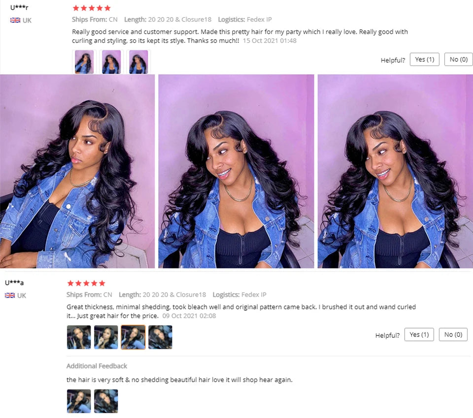 Younsolo Human Hair Loose Wave Bundles With Closure Brazilian Human Hair 3/4 Bundles With Lace Closure Loose wave Hair Extension