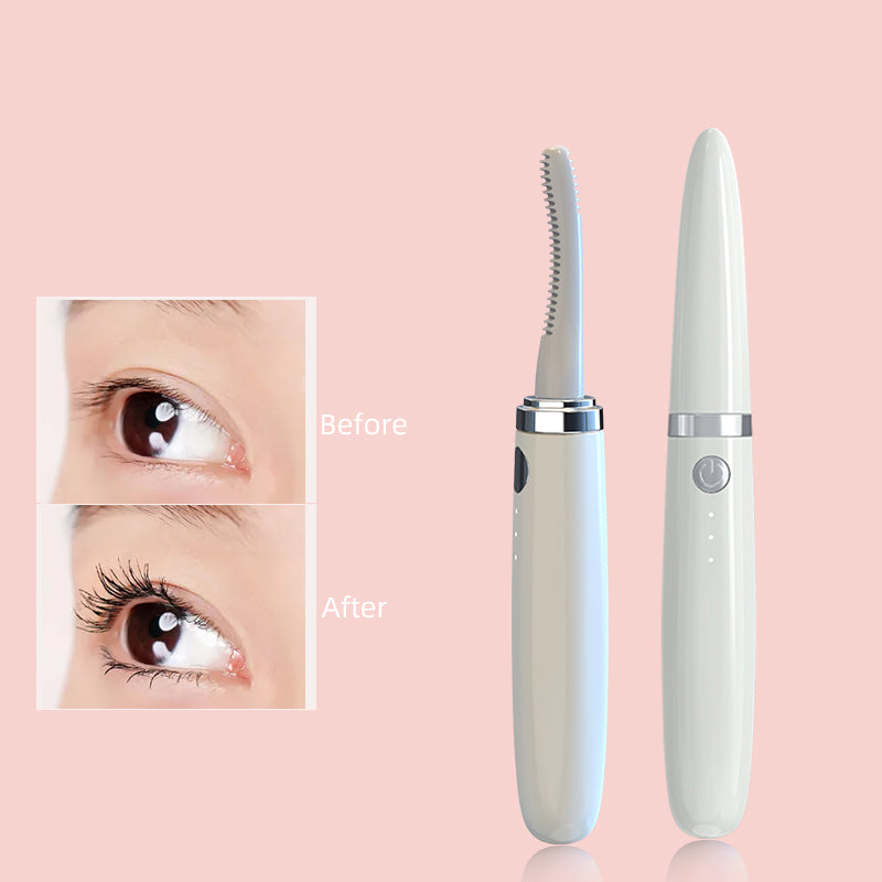 New Cosmetics Eye Makeup Tool Portable Lash Curler Rose Gold Eye Lash Brush Mini Electric Heating Eyelash Curler Set