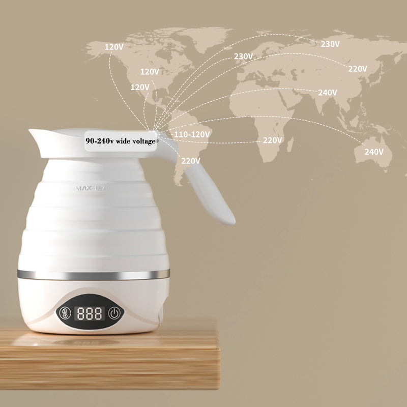 Foldable Electric Kettle Smart Touch Control Water Kettle With 6 Temperature Settings 240V Wide Voltage Food-Grade Silicone Body