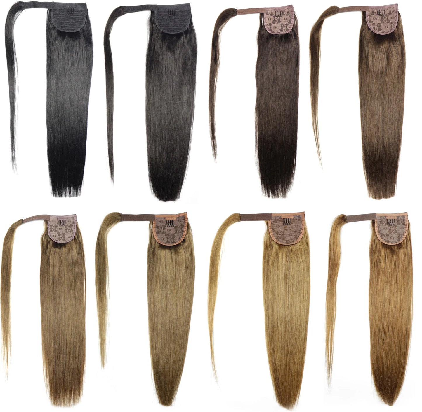 ZZHAIR 100% Human Hair Extensions 16"-26" Magic Wrap Around Ponytail 140g Clip In  Machine Made Remy Horsetail Stragiht
