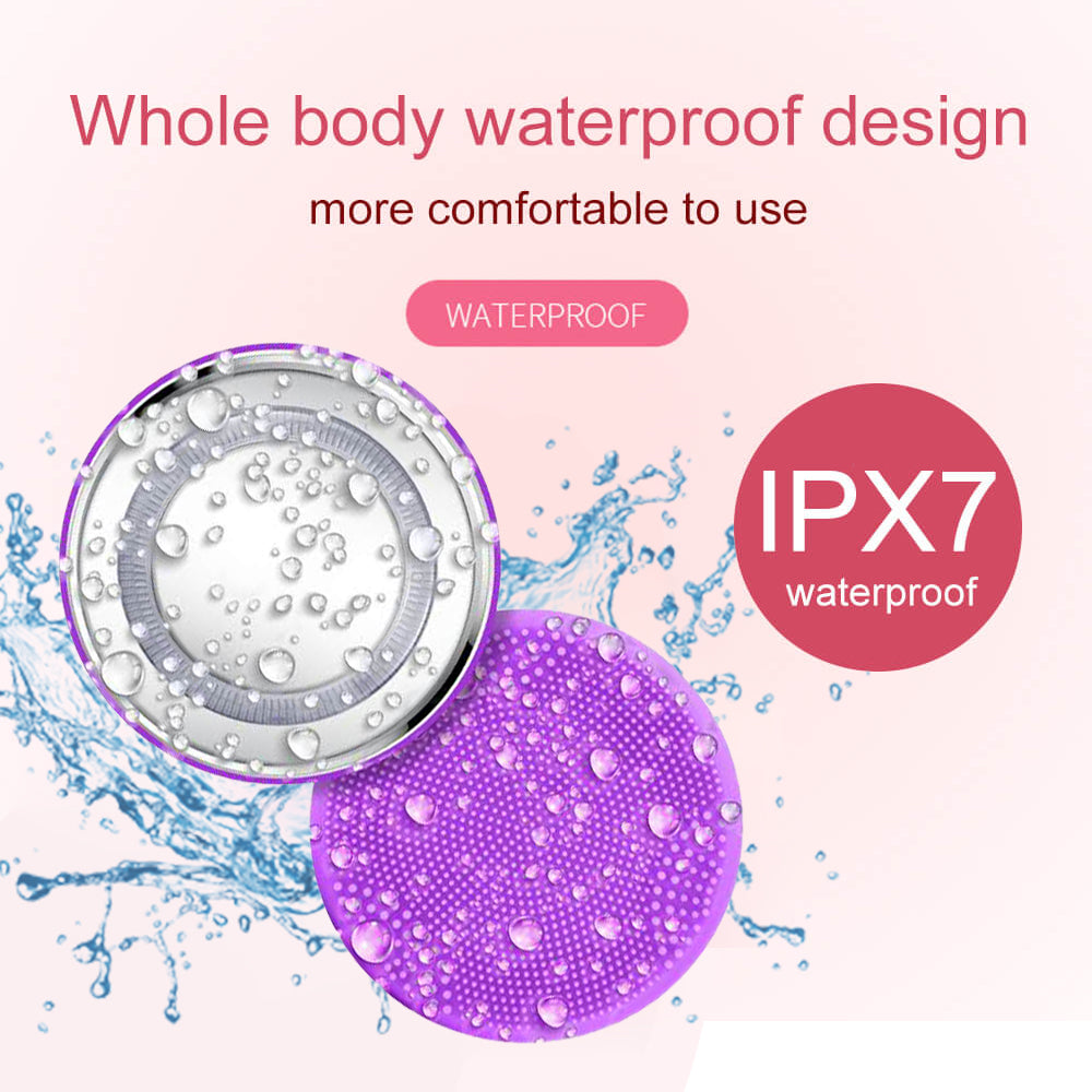 Cleansing Brush Face Sonic Facial Cleansing Brush Electric Face Scrubber IPX7 Washable 4 Zone Colors Heat Therapy
