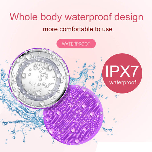 Cleansing Brush Face Sonic Facial Cleansing Brush Electric Face Scrubber IPX7 Washable 4 Zone Colors Heat Therapy