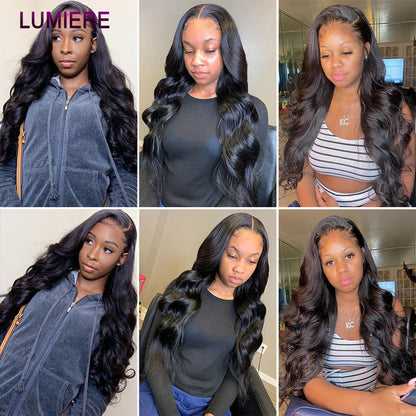 28 32" Body Wave Human Hair Bundle with Closure Frontal HD Transparent Lace Closure And Bundle 100% Virgin Human Hair Extension