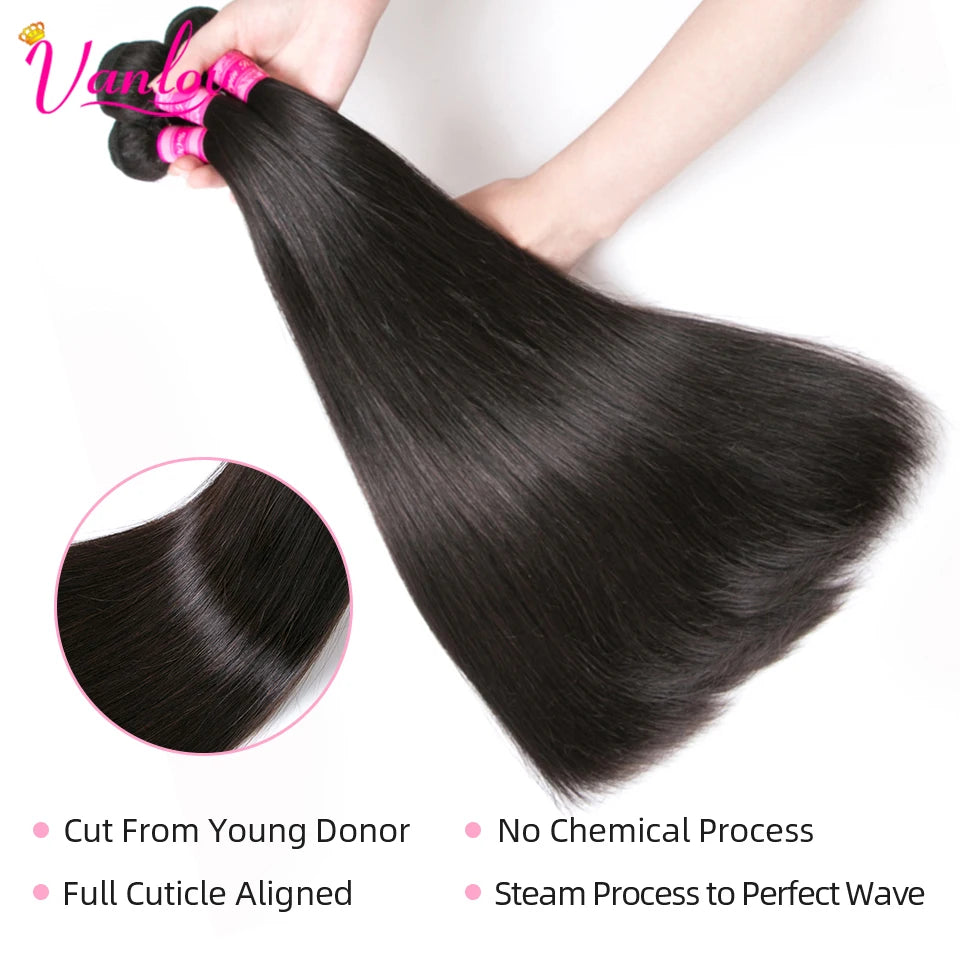 Vanlov Straight Hair Brazilian Straight Human Hair Weave Bundles Natural Black 1/3/4 pcs/lot 100% Human Hair Bundles Remy Hair