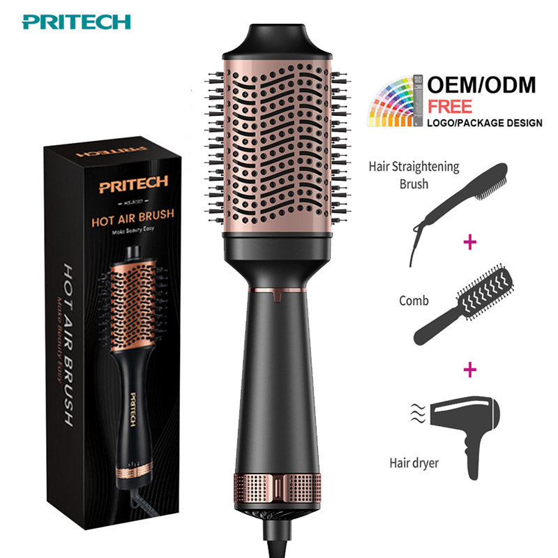 PRITECH Volumizer Hair Straightener Comb Roller One Step Ion Blow Dryer Comb One Step Hair Dryer Brush Hot Air Brush