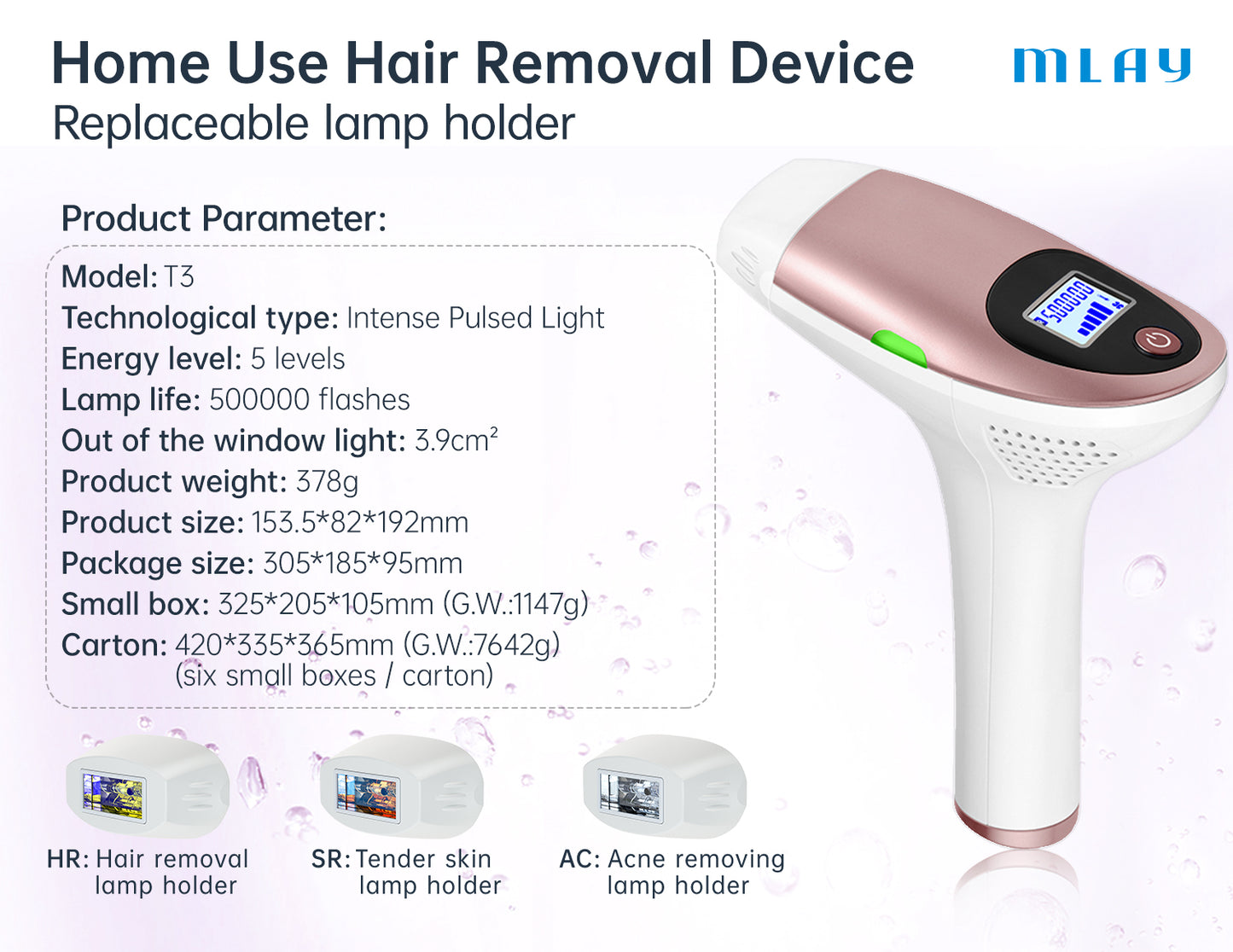 Mlay T3 Home Use Laser Epilator Permanent and Painless Ipl Laser Hair Removal Machine Hair Removal Device at Home