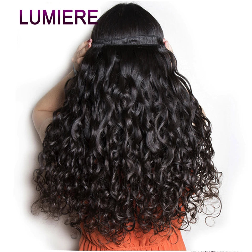 Water Wave Bundle With Closure Wet and Wavy Curly 100% Virgin Raw Jerry Curly Human Hair Bundle With Frontal Hair Extension 18A